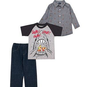 NWT boys 'Chomp Chomp' pizza and shark 3 piece set
